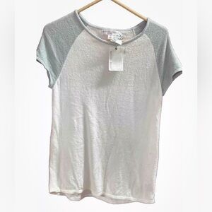 Barefoot Dreams CozyChic Ultra Lite Raglan Tee Blue Water/White Size Small